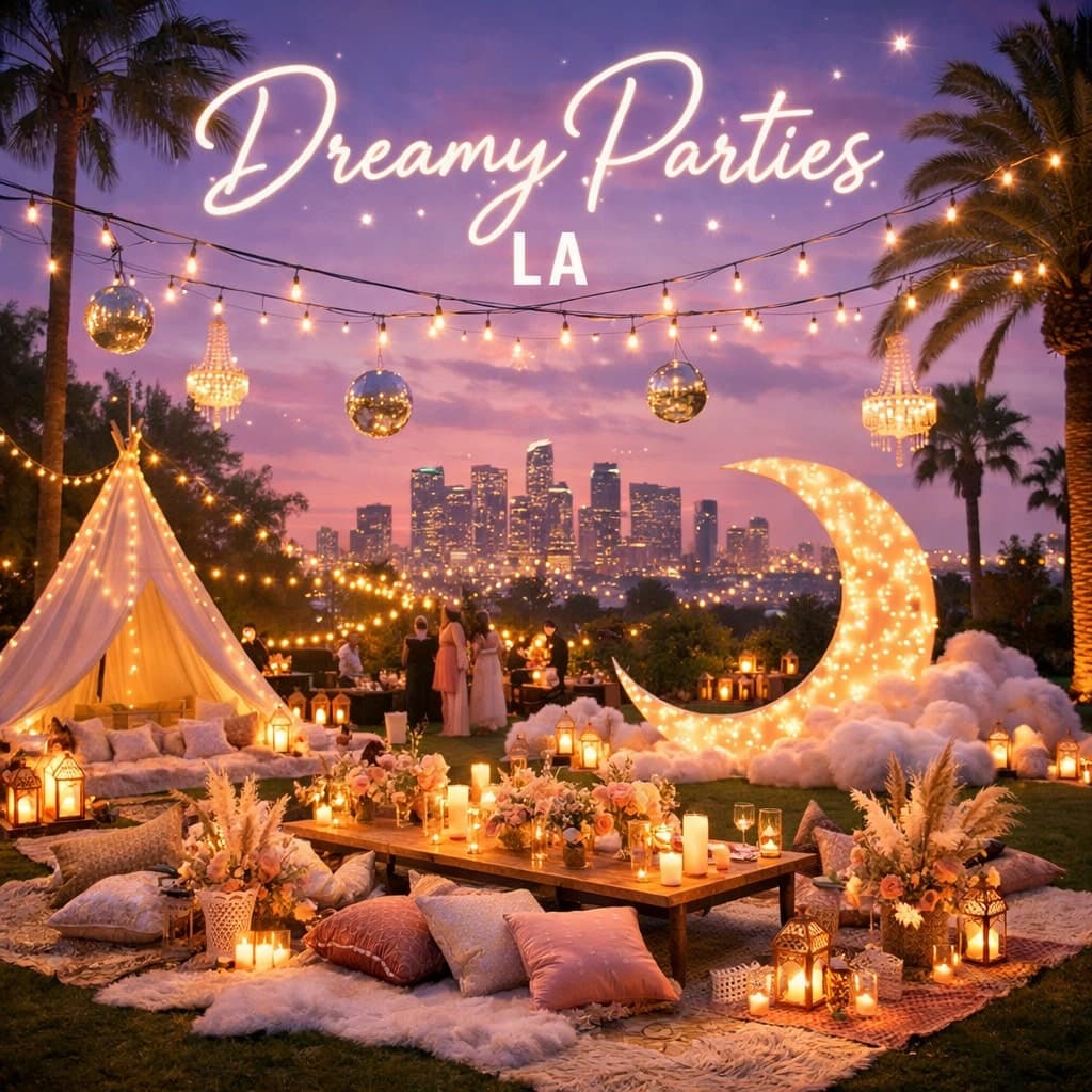 Elegant wedding planning and coordination in Los Angeles - luxury wedding decor with floral arrangements and sophisticated styling by Dreamy Parties LA